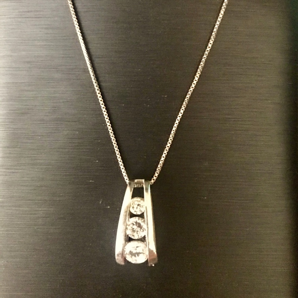 1.37 Carat Diamond Zircon Necklace Sterling